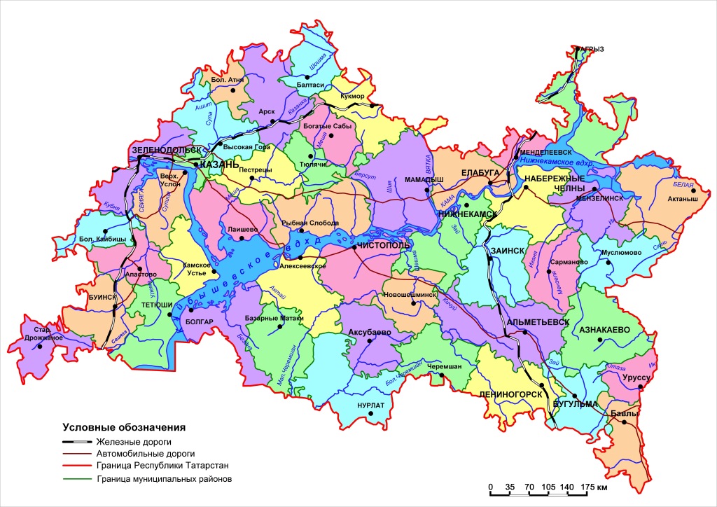 Карта рт татарстана с районами и деревнями